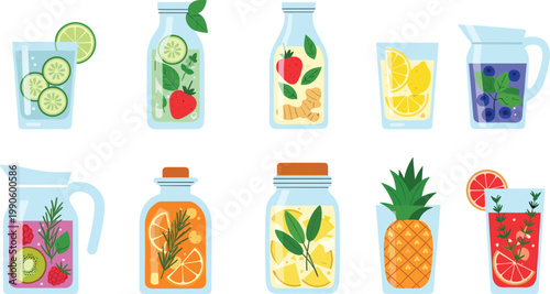 Comprehensive Household and Industrial Cleaning Product Vector Illustration Set Featuring Laundry Detergent Spray Bottles Dish Soap Bleach Glass Cleaner and Multipurpose Sanitizer Icons