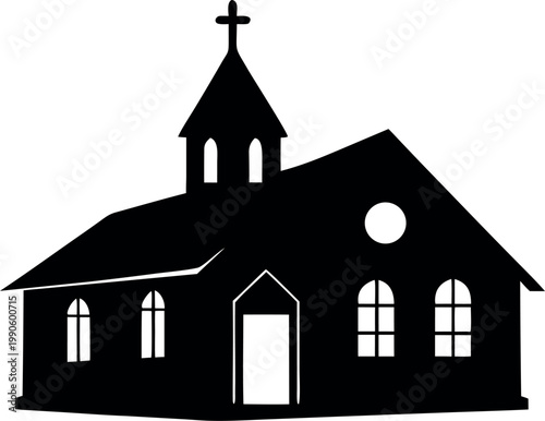 church silhouette vector, church building black symbol
