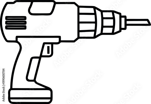 electric drill line art vector, drill black symbol, drill icon