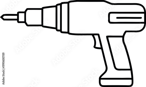electric drill line art vector, drill black symbol, drill icon