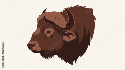 African Buffalo Head Portrait, Majestic Wild Animal, Vector Illustration