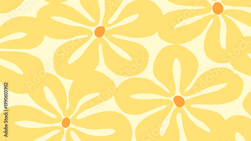 Abstract Art background with yellow flowers pattern