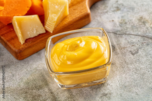 Yellow cheddar cheese creamy sauce