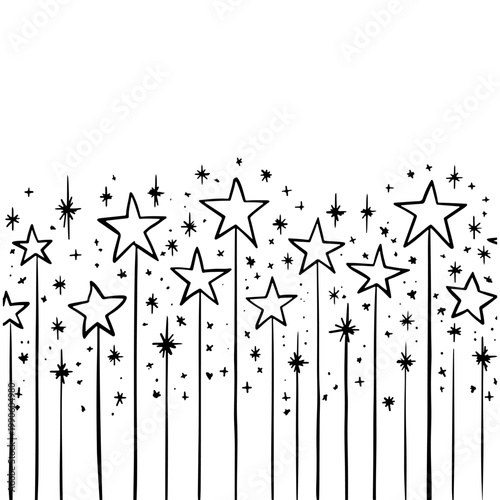 Stars surround a night sky with sparkling details and various shapes that create a magical atmosphere for any occasion