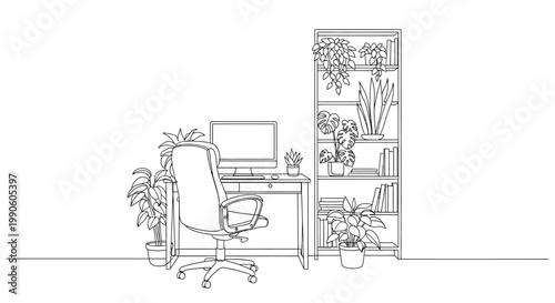 Office Chair with Computer Desk.