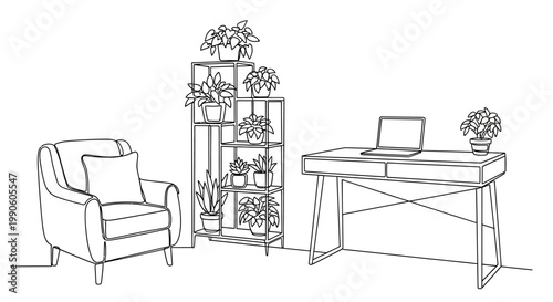 Simple office desk with laptop computer.