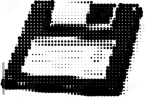 Halftone grunge vector of floppy disk transparent png in retro futurism style