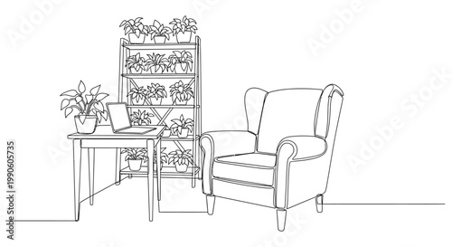 Vintage armchair with wooden legs.