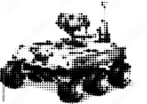 Halftone vector transparent png grunge mars rover in retro futurism style