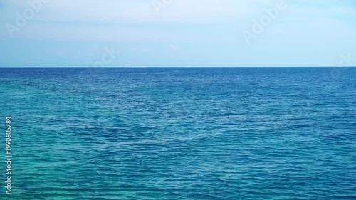 Calm Blue Open Ocean with Clear Horizon and Sky - 4K footage