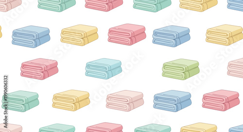 Seamless pattern of neatly folded towels in pastel colors