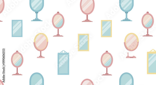 Seamless Pattern of Pastel Mirrors - Vanity, Decorative, Reflection, Beauty