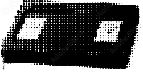 Retro futurism halftone grunge transparent png of a cassette tape vector design