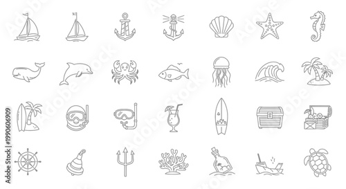 Various Sea Creatures And Objects.