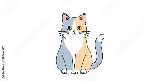 Colorful Cat Sitting Alone Portrait.