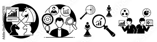 global business competition and team strategy flat design vector illustration