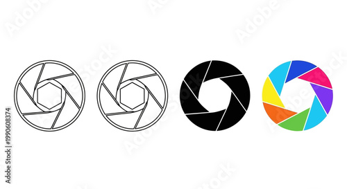 Set of Camera Aperture Icons and Symbols for Photography and Creative Visuals