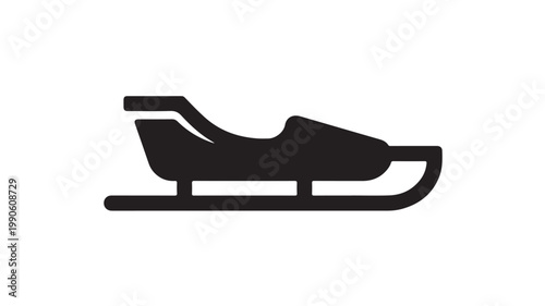 Sled Icon Black Silhouette Isolated On White For Winter Sports Concepts