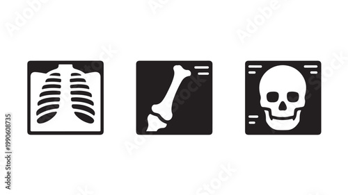 Radiology X Ray Diagnostic Icons Set For Medical Healthcare Concepts