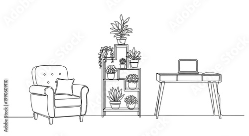 Furniture includes chair and desk.