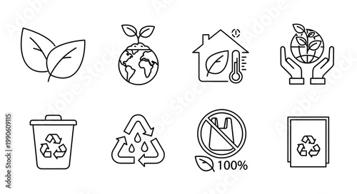 Environmental Protection and Recycling Icons Sustainability and Eco-Friendly Living Concepts