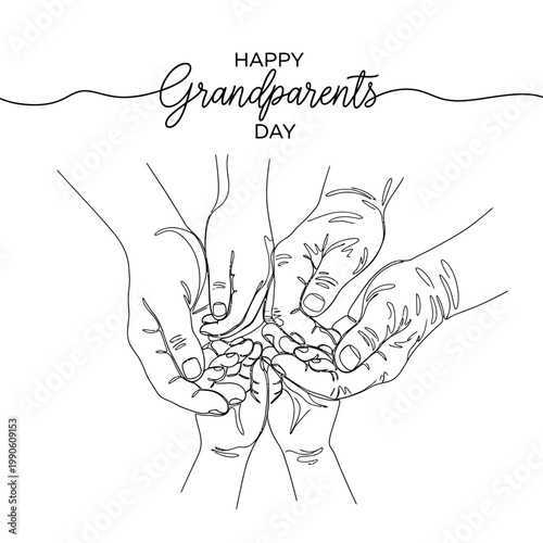 Hands of grandparents and grandchildren together.