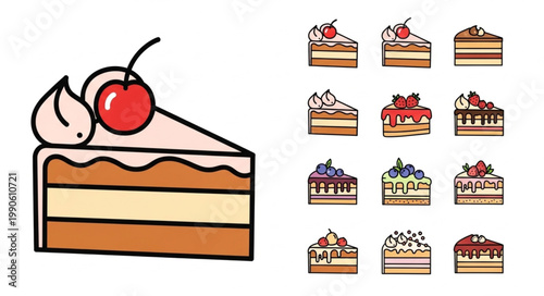 Delicious Slices of Cake Assortment Dessert Collection.