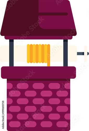 Water well with brick enclosure and a pulley mechanism for drawing water