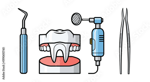 Dental tools and equipment for oral surgery or dental care, Generative AI.