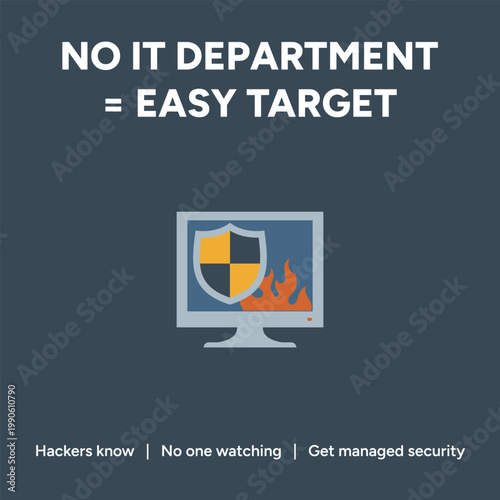 Vector graphic illustration showing a computer monitor displaying a protective shield icon being consumed by hot bright orange fire flames