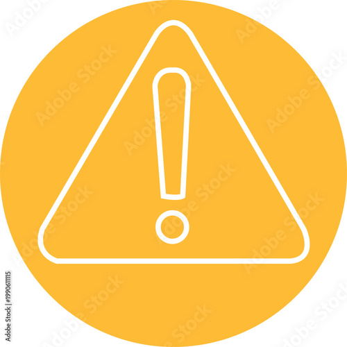 Warning alert line icon in yellow circle (Caution)
