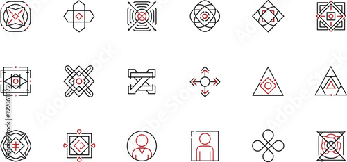 Target focus icons set aim selection detection scanning outline vector collection minimal modern technology interface symbols design