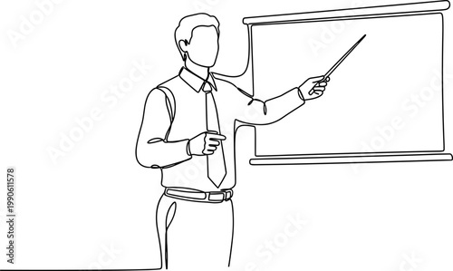 Businessman presenting on whiteboard in office.