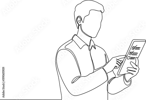Man holding a digital tablet device 1.