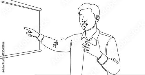 Man pointing at a board explaining.