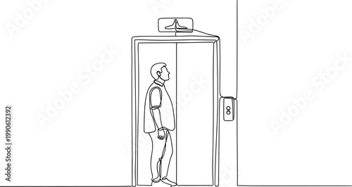 Man standing in an elevator doorway 1.