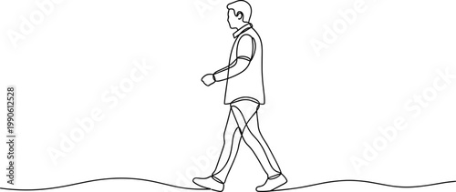 Man walking alone on a line 1.