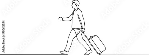 Man walking with a suitcase.