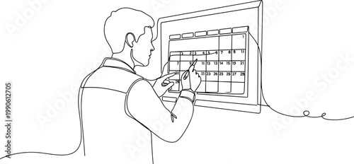 Man working on computer screen closely.