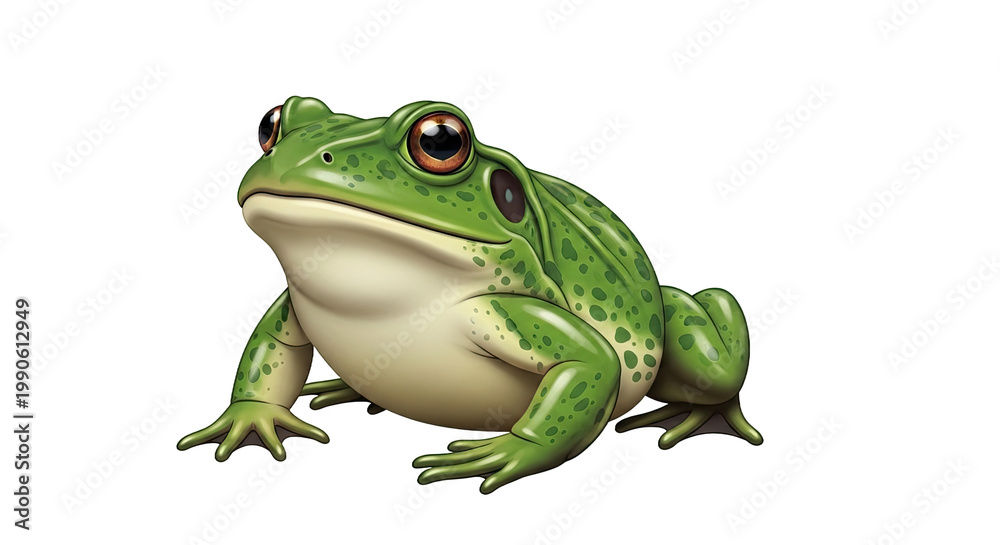 Fototapeta premium Green Frog Amphibian Closeup Profile.