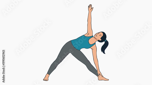 A woman in a yoga pose, stretching her body in a vector illustration