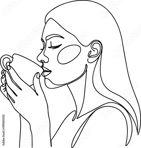 Woman applying face mask sheet calmly.