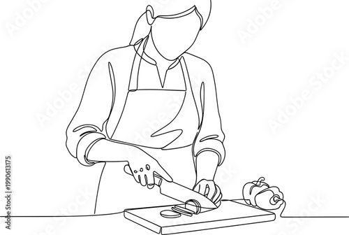 Woman cutting food on a board 1.