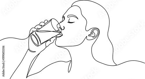 Woman Drinking from a Glass.