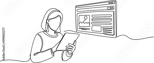 Woman holding a digital tablet device.