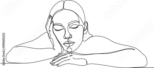 Woman Leaning on Surface Looking Down 1.