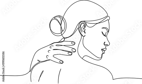 Woman receiving neck massage therapy treatment.