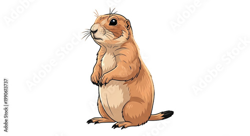 Cute Groundhog Standing Upright Alert.