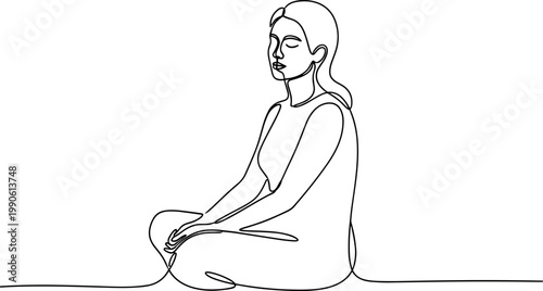 Woman Sitting in Meditative Posture.
