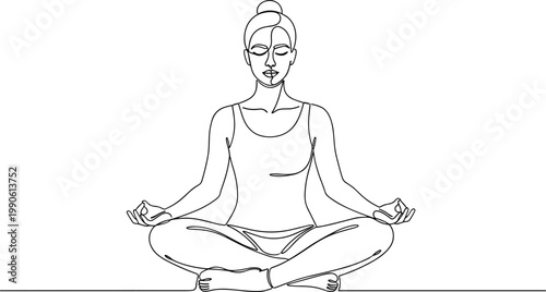 Woman Sitting in Yoga Pose Meditating.